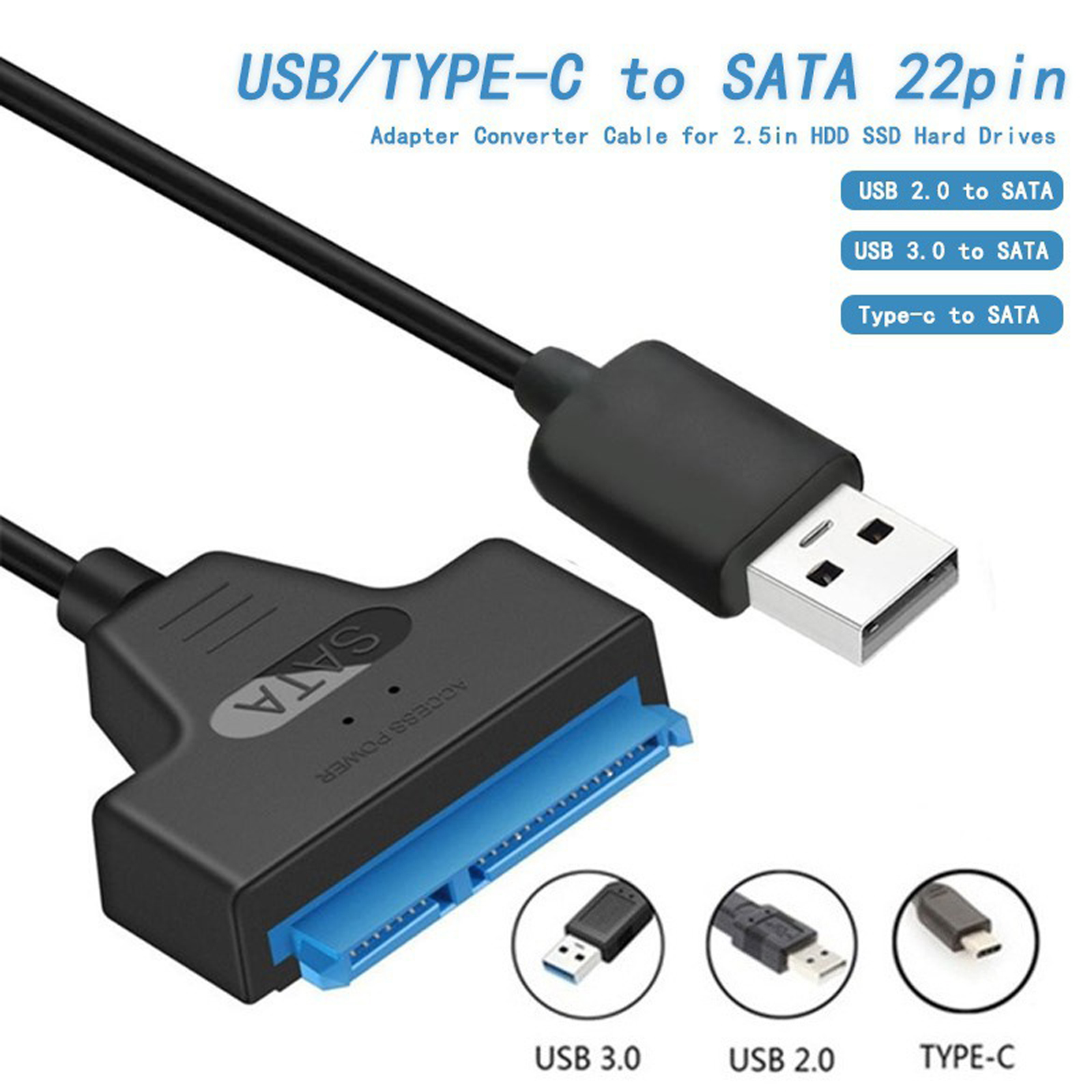 Usb3.0 から Sata ハード ドライブ アダプター ケーブル Type-c から Sata コンバーター 2.5 インチ外付けハード ドライブ インジケータ