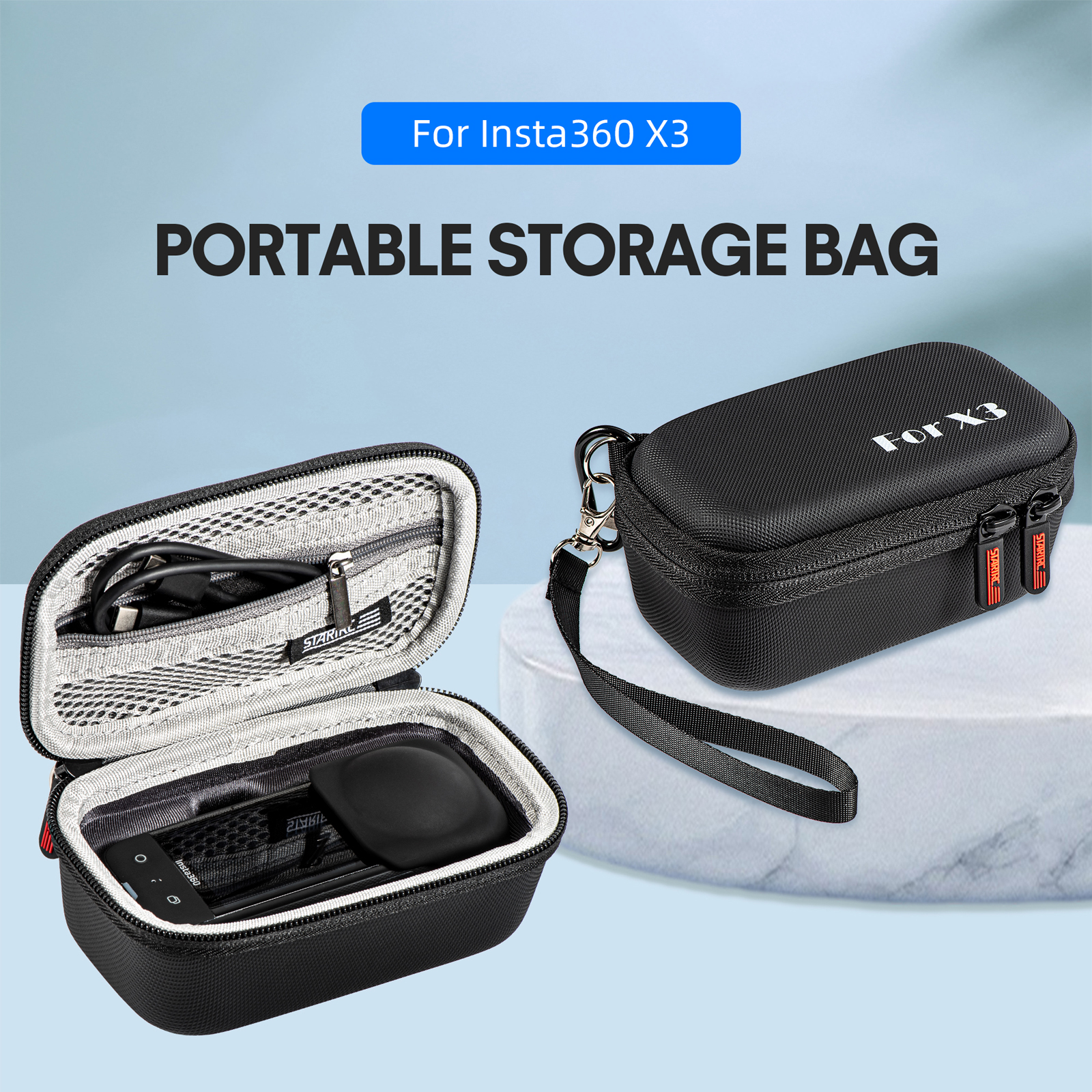 Insta360 One X3パノラマカメラと互換性のあるカメラバッグポータブルキャリングケース屋外収納ハンドバッグ