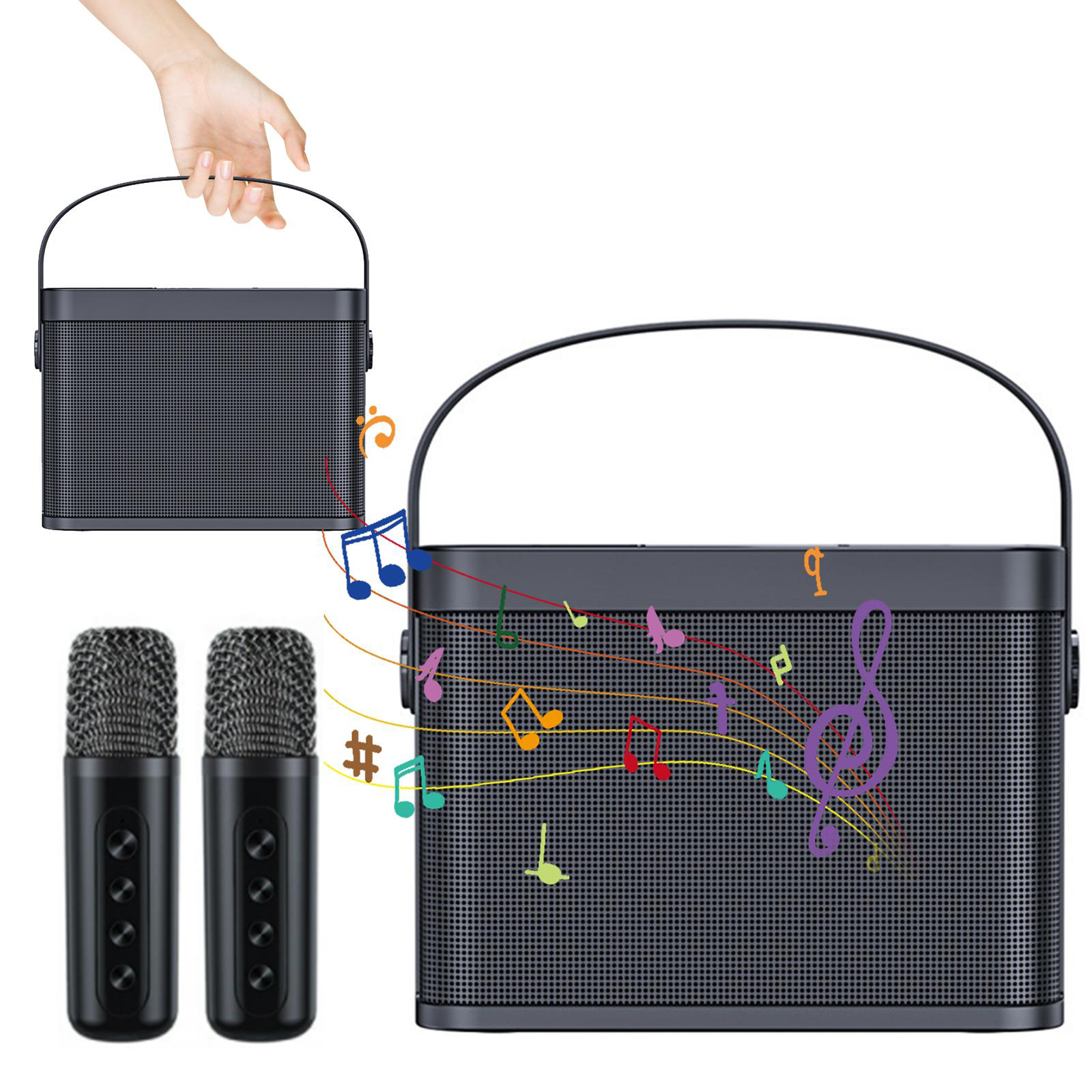 ホーム ミニ カラオケ スピーカー キット ワイヤレス Bluetooth 対応 デュアル マイク スピーカー 小型 オーディオ KTV セット