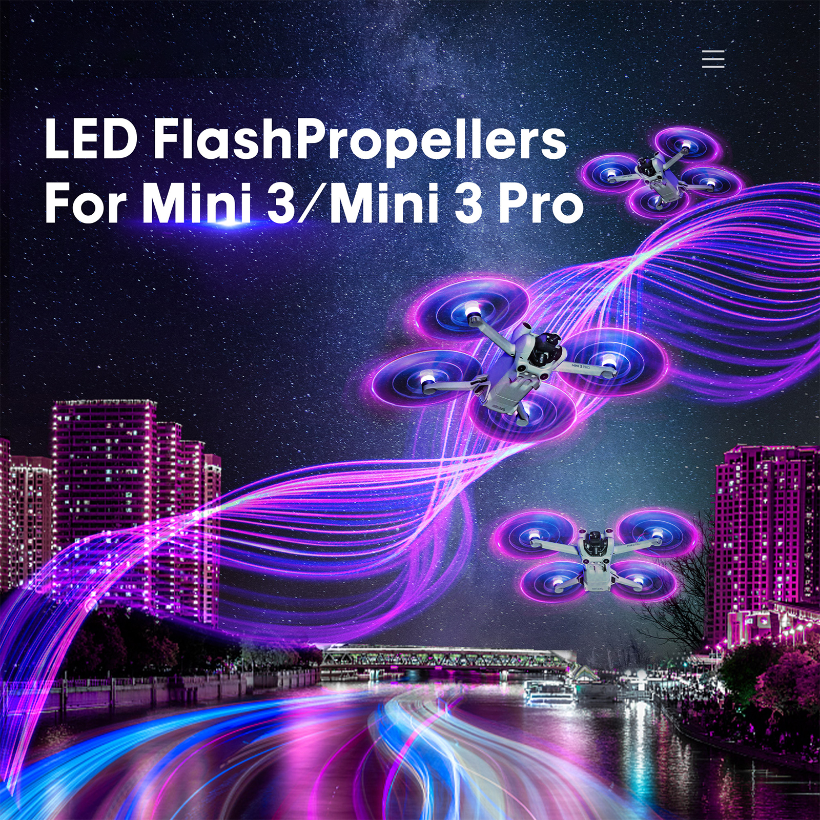 LED フラッシュ ライト プロペラ Dji Mini 3 / Mini 3 Pro と互換性あり 光るリング イルミネーション パドル ブレード