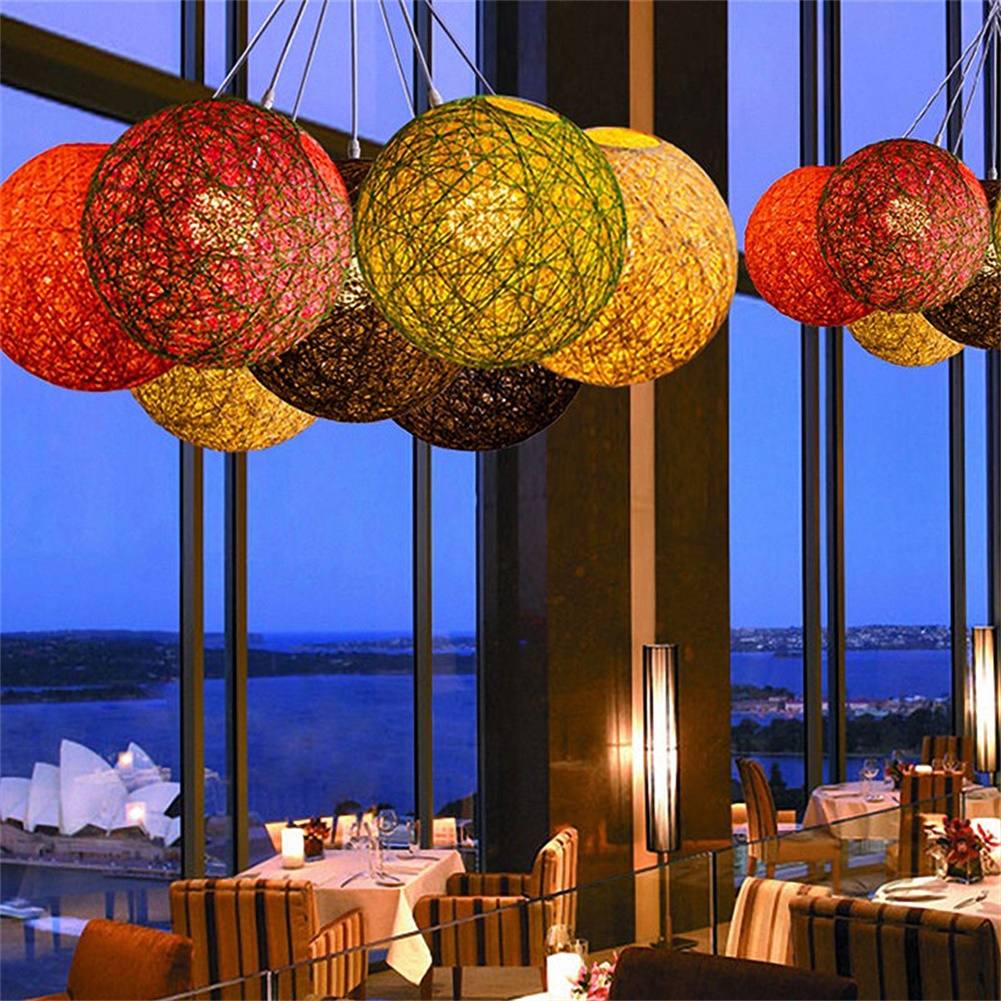 Description Picture 2 of itemRound Concise Hand-woven Rattan Vine Ball Pendant Lampshade Light Lamp Shades Light Accessories 15cm Diameter for Bar Bedroom