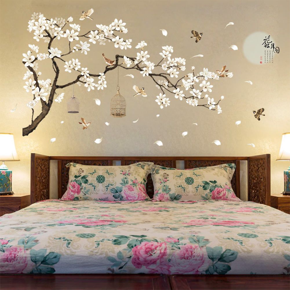 Details About 2pcs Large Tree Wall Stickers Birds Flower Home Decor Wallpapers Room Diy