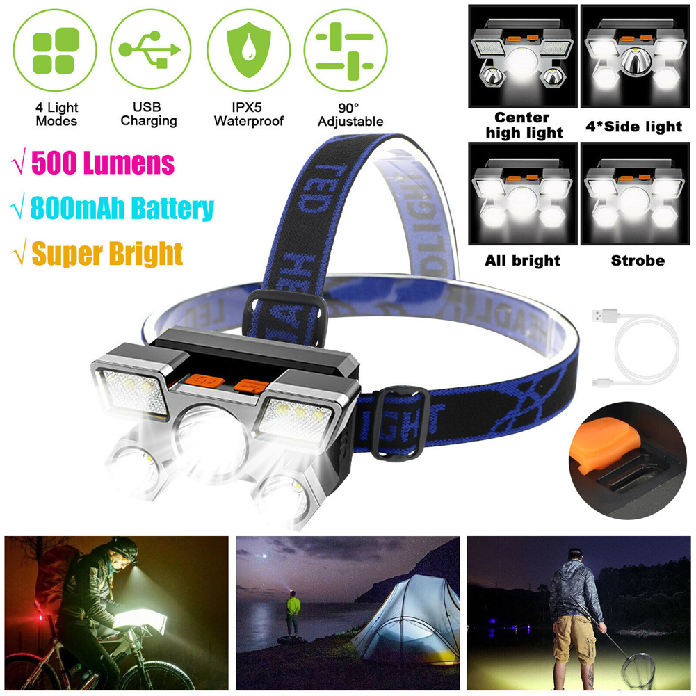調整可能なLEDヘッドランプ4つの照明モード超高輝度USB充電式ヘッドトーチライトヘッドライト
