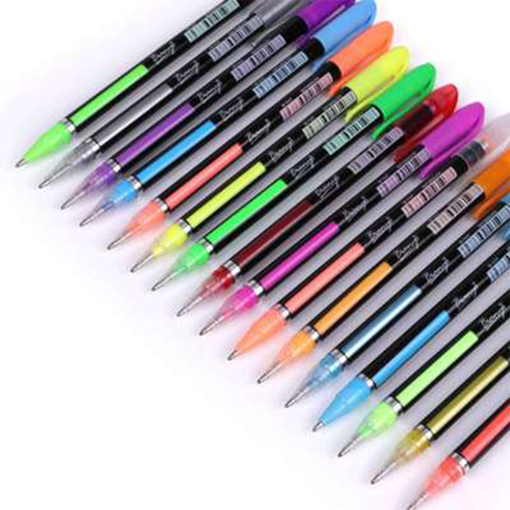 48 Colors Gel Pens Pastel Glitter Fluorescent Metallic Color Marker Pen ...