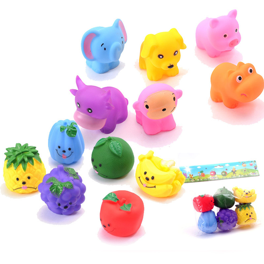 6Pcs Cute Funny Hand Toy Decompression Vent Toys Baby Bath Sound Squeeze Gift