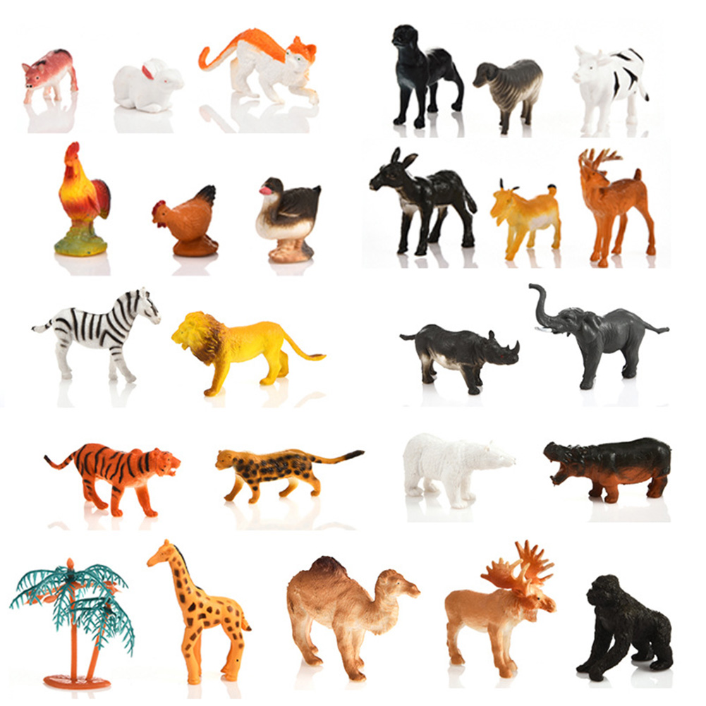 12pc Kids Small Plastic Figures Wild Ocean Farm Animal Dinosaur Model ...