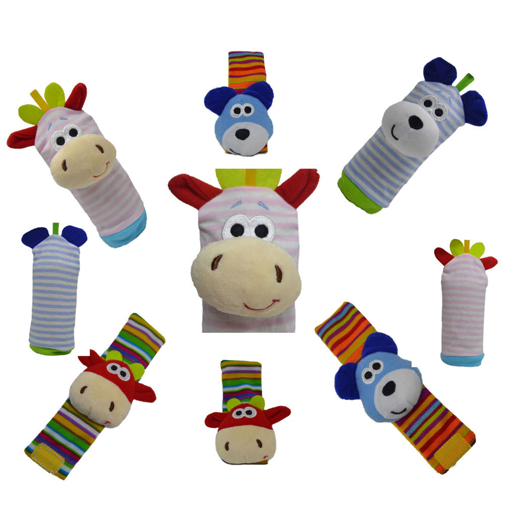 Rattle Set Infant Sensory Toy Socks and Wrist Rattles Bracelet Toys Animals DT