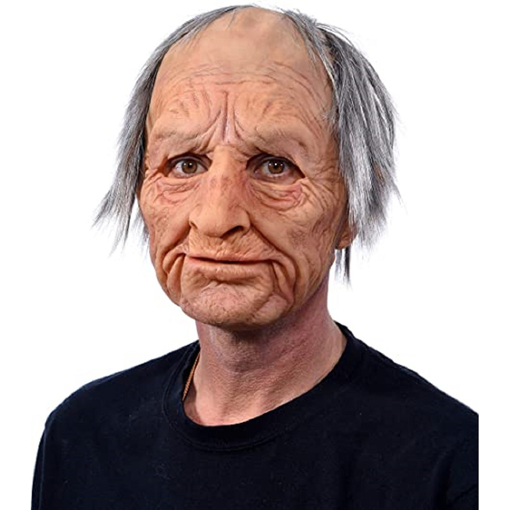 Cosplay Bald Old Man Creepy Wrinkle Face Mask Halloween Party Carnival