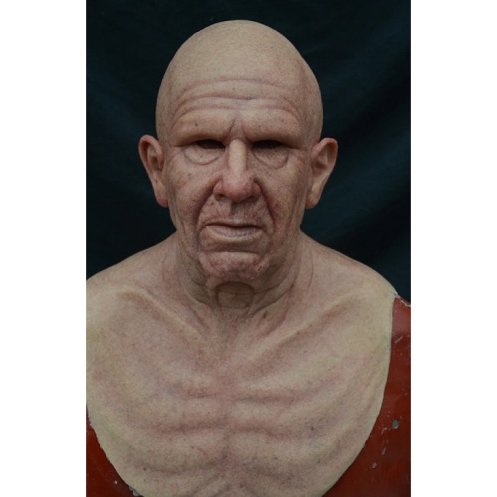 New Cosplay Bald Old Man Creepy Wrinkle Face Mask Halloween Party Carnival Props EBay