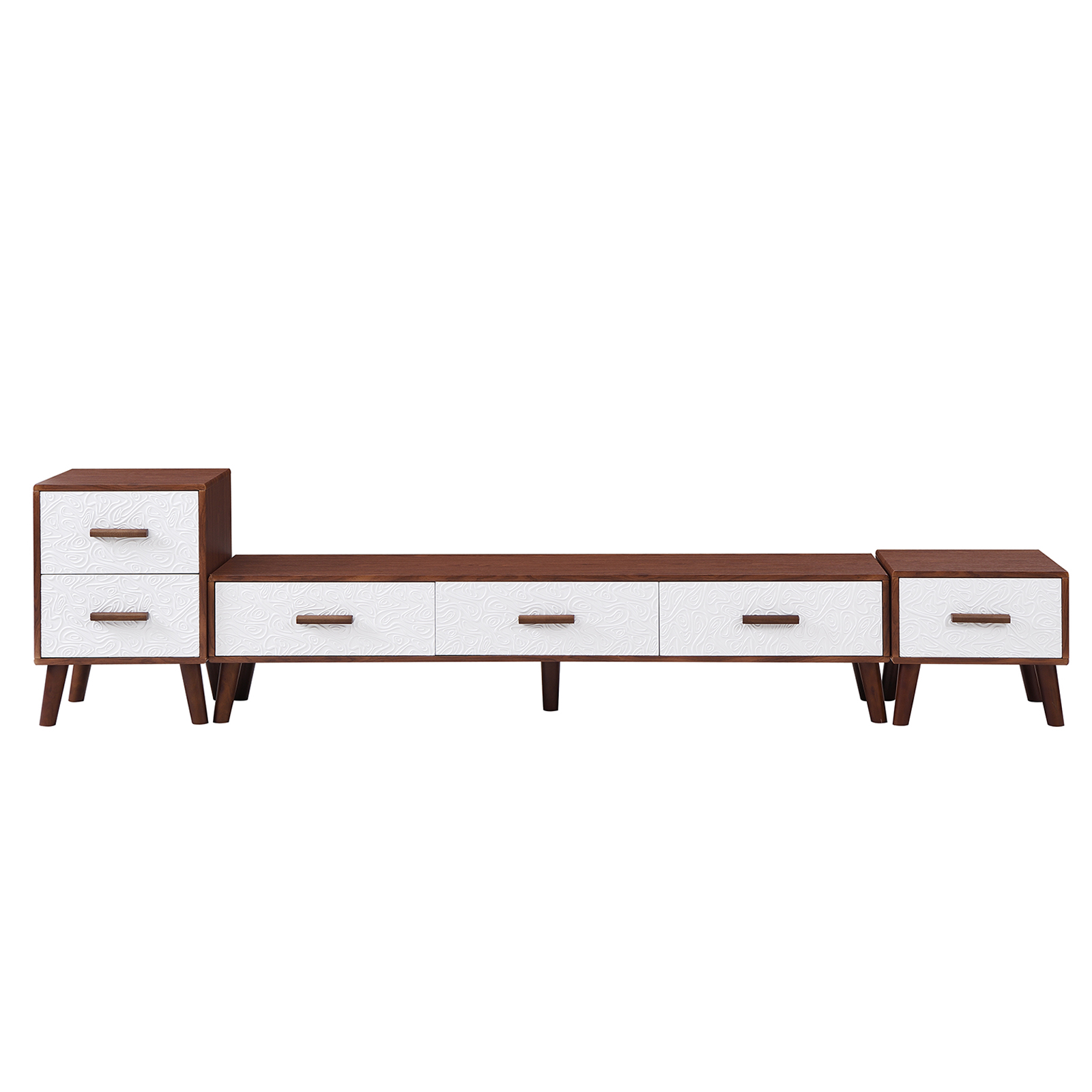 3 Piece TV Stand Set w/ 1 TV Stand & 2 End Tables Media Console For Up To 70" TV