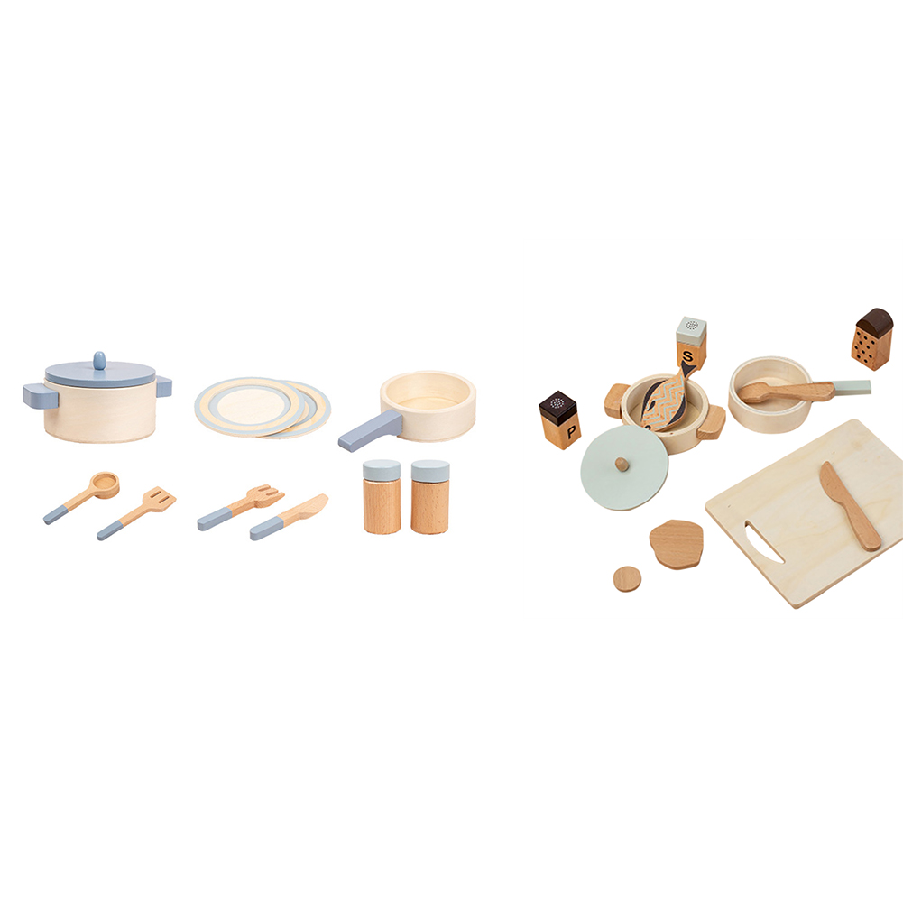プレイキッチンアクセサリー木製キッチン調理器具ポットパン調理プレイセット幼児女の子男の子のための感覚のおもちゃ