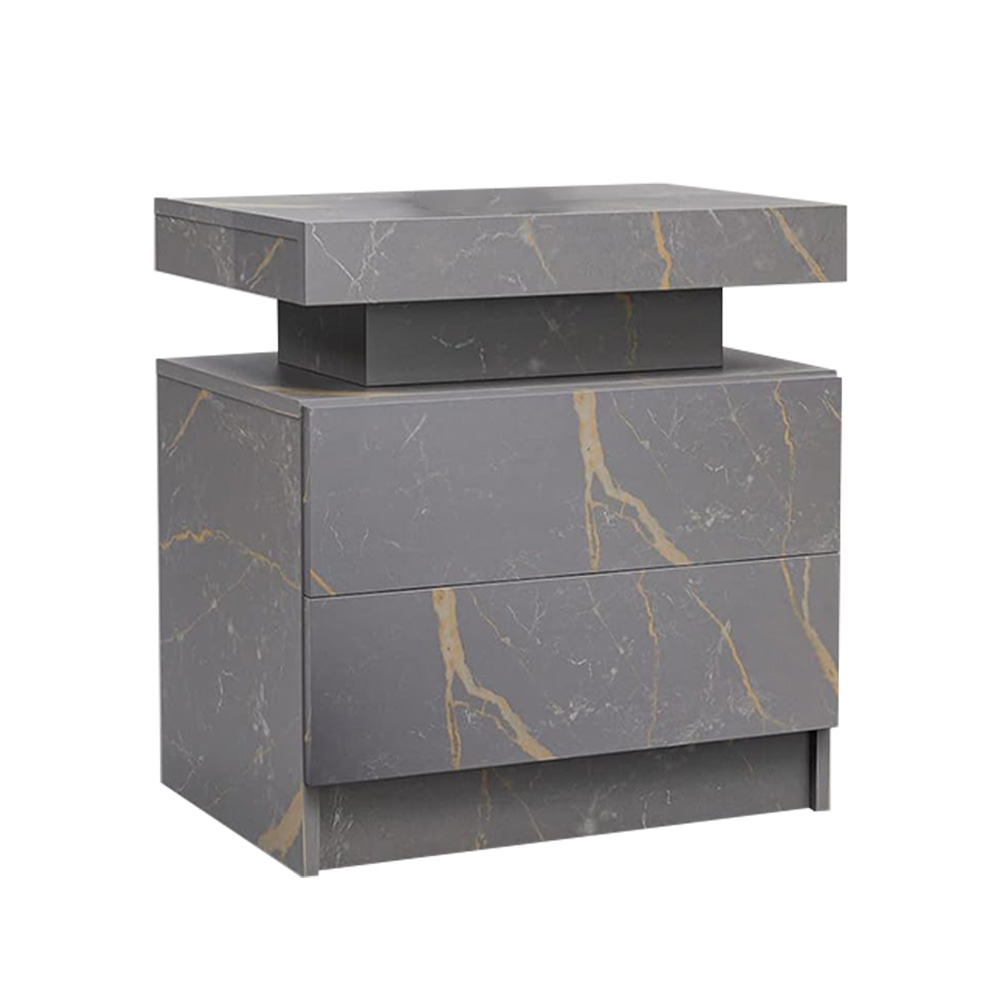 Modern LED Bedside Table End Side Table with 2 Drawers Bedroom Nightstand - Picture 27 of 28