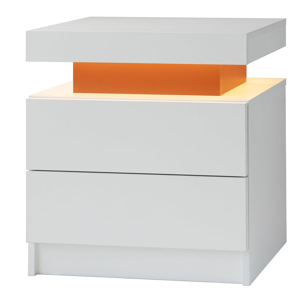 Modern LED Bedside Table End Side Table with 2 Drawers Bedroom Nightstand - Picture 26 of 28