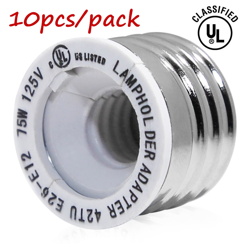 5-pack light bulb socket reducer stadard us medium base e26 to candelabra e12