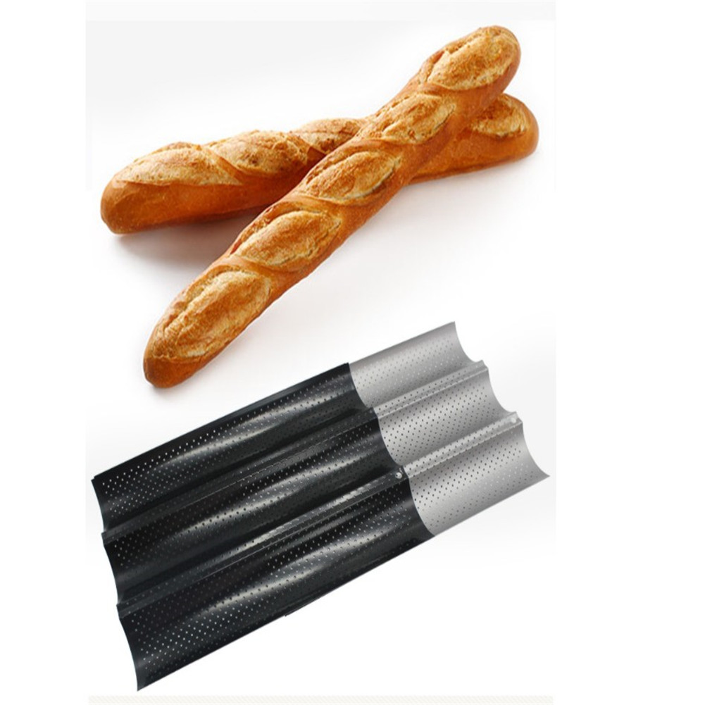 4Loaves French Bread Baguette Pan Mould Non-Stick Wave Loaf US Baking Bake C5A2 