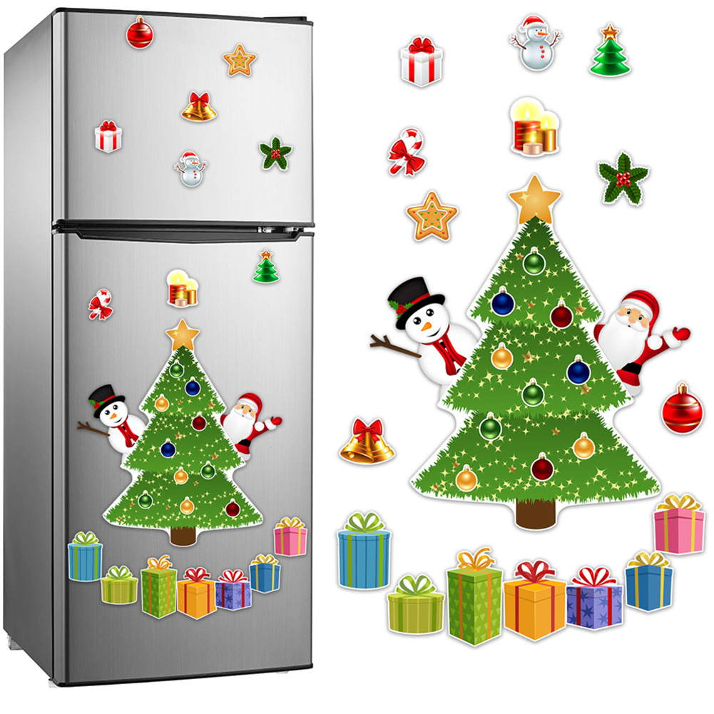 クリスマス冷蔵庫マグネットクリスマスツリー冷蔵庫マグネット DIY 磁気クリスマスツリー冷蔵庫ステッカー金属ドア装飾