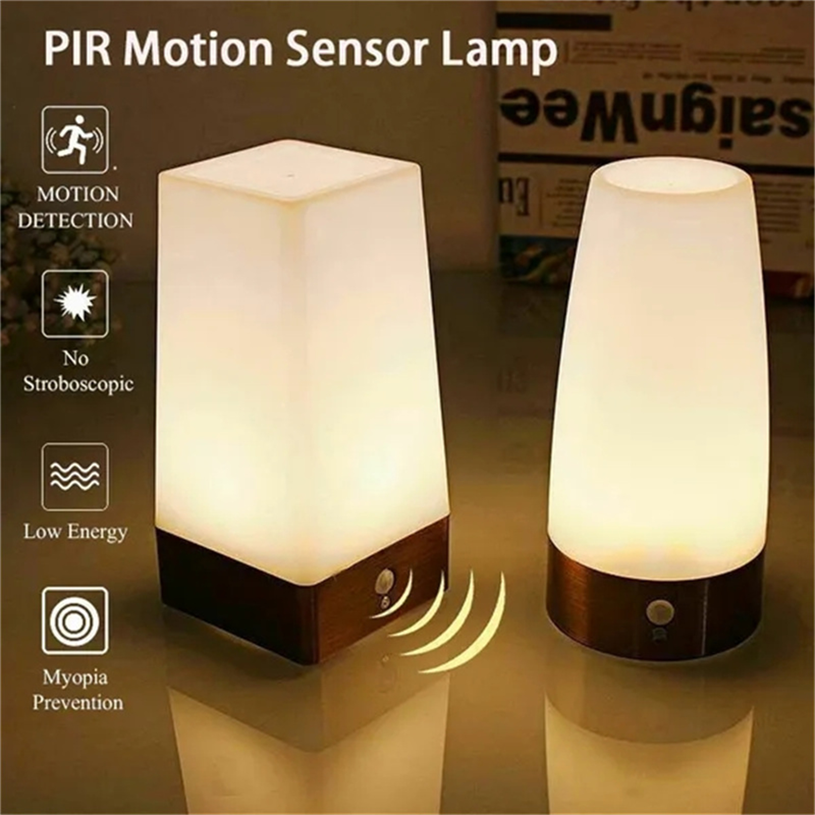 ワイヤレス PIR モーションセンサー LED ナイトライト電池式テーブルランプスマートベッドサイドランプ家の装飾寝室のバスルーム