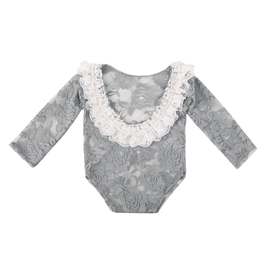 Newborn Baby Girl Clothes Lace Floral Romper Backless Bodysuit Photo Prop Outfit 