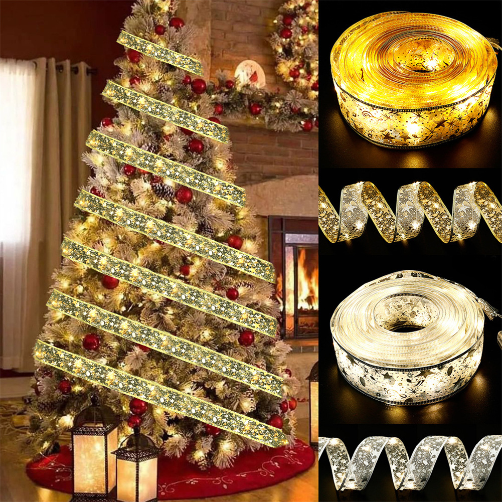 クリスマス リボン ライト 4m 40 LED ランプ ストリング ライト クリスマス デコレーション ウェディング 新年 パーティー用
