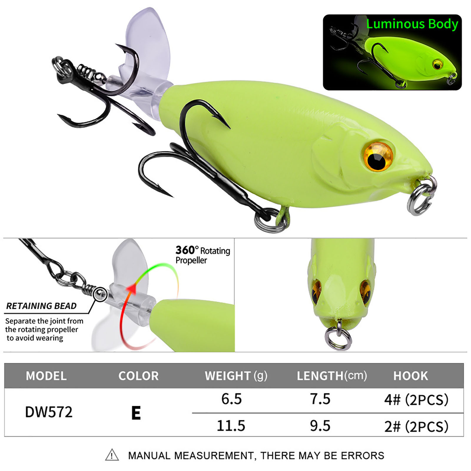 Whopper Plopper Topwater Floating Fishing Lures Rotating Tail Surface  Crankbaits