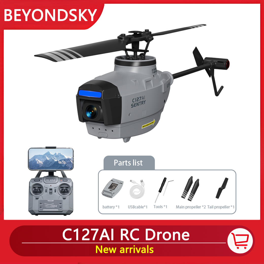 C127AI RC ヘリコプター 1080P 広角カメラ 2.4GHz 6 シャフト ジャイロ Wifi リモコン ドローン シングル パドル付きキッズ ギフト用