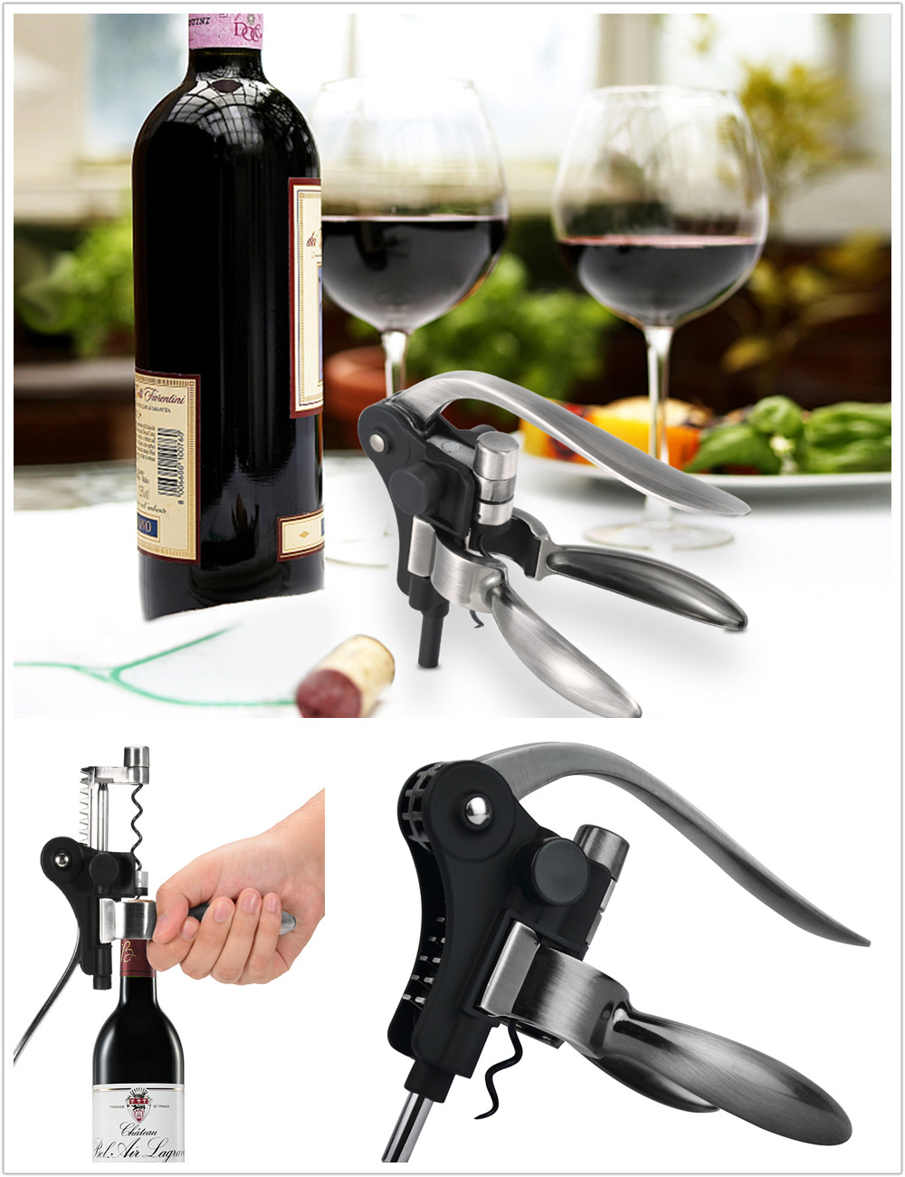 Professional Wine Bottle Opener Rabbit Corkscrew Cork Remover With Foil