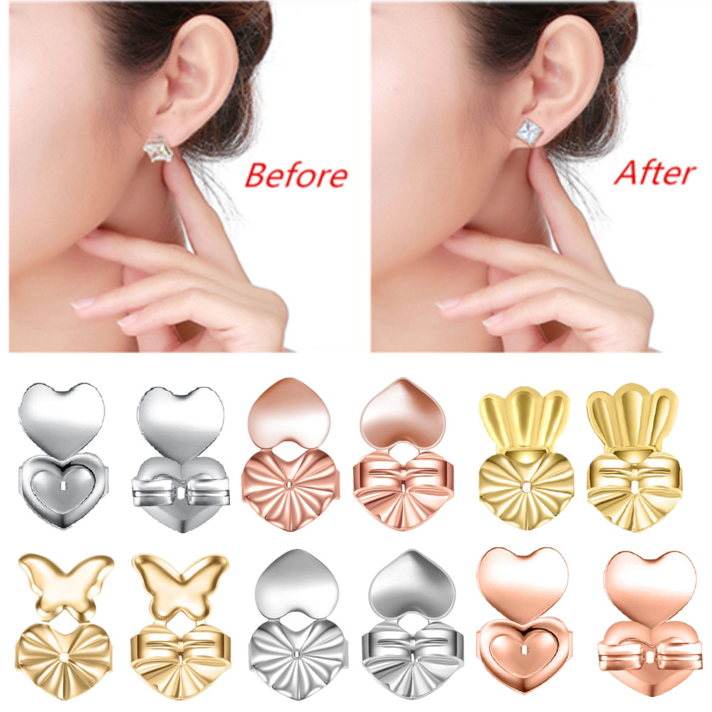 Lifters Gold Silver Pierced Ear Lobe Earrings Backs Lift Support Lifters Gold Silver Pierced Ear Lobe Earrings Backs Lift Support Post Stud