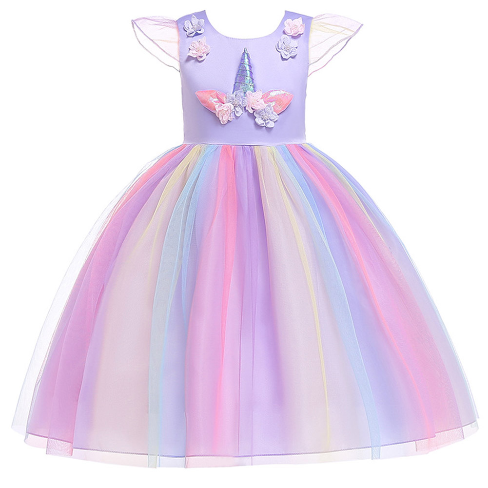 Buy Baby Kids Girls Elegent Fashion Rainbow Color Mesh Tutu Princess ...