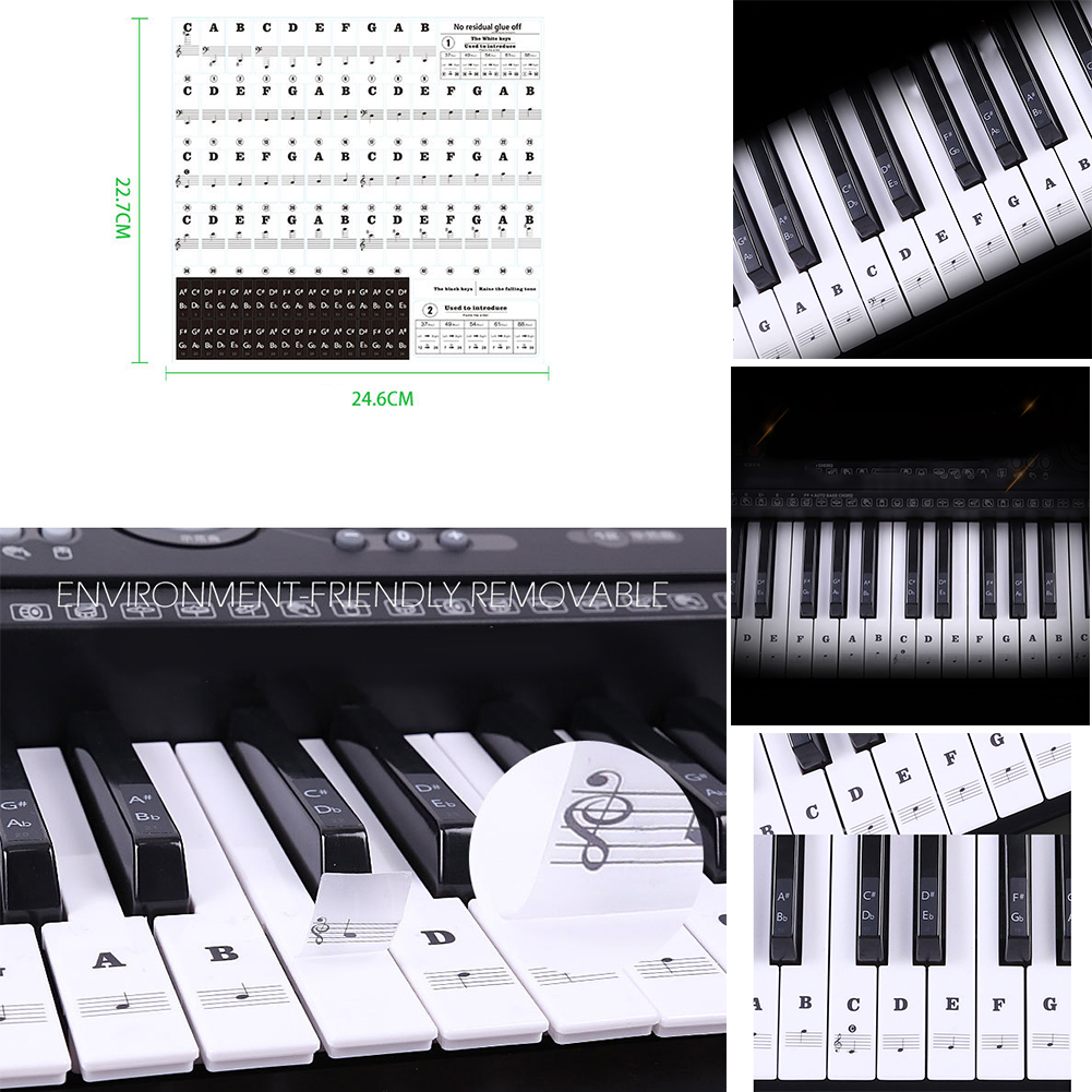 Finefun Autocollants pour touches de piano et clavier Notes de musique pour apprentissage Piano Noir Noir