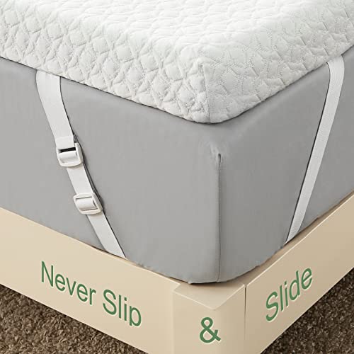 2, 3, 4 Inch Memory Foam Mattress Topper- Twin Full Queen King with Bamboo Cover