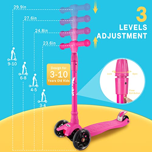 3 Wheel Kick LED Scooter 4 Adjustable Height T-bar For Toddler Kid 3 To 12 Years - Picture 13 of 15