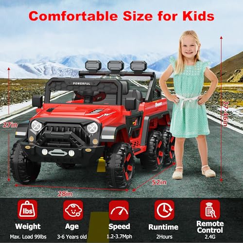 24V Kids Ride on Car with 6 EVA Wheels Battery Powered Electric Car w/ 4 Motors