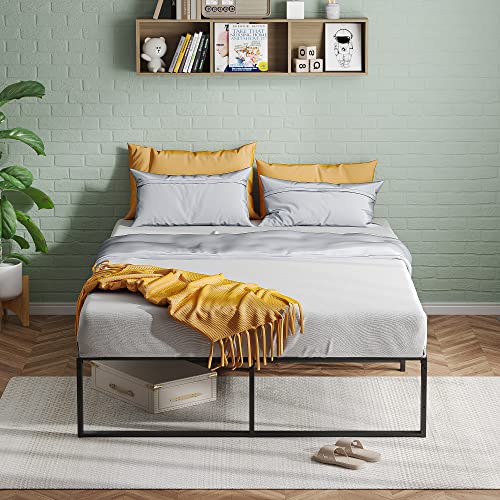 Twin/Full/Queen Metal Bed Frame With 3 In 1 Steel Support 6 Anti-slip Buckles