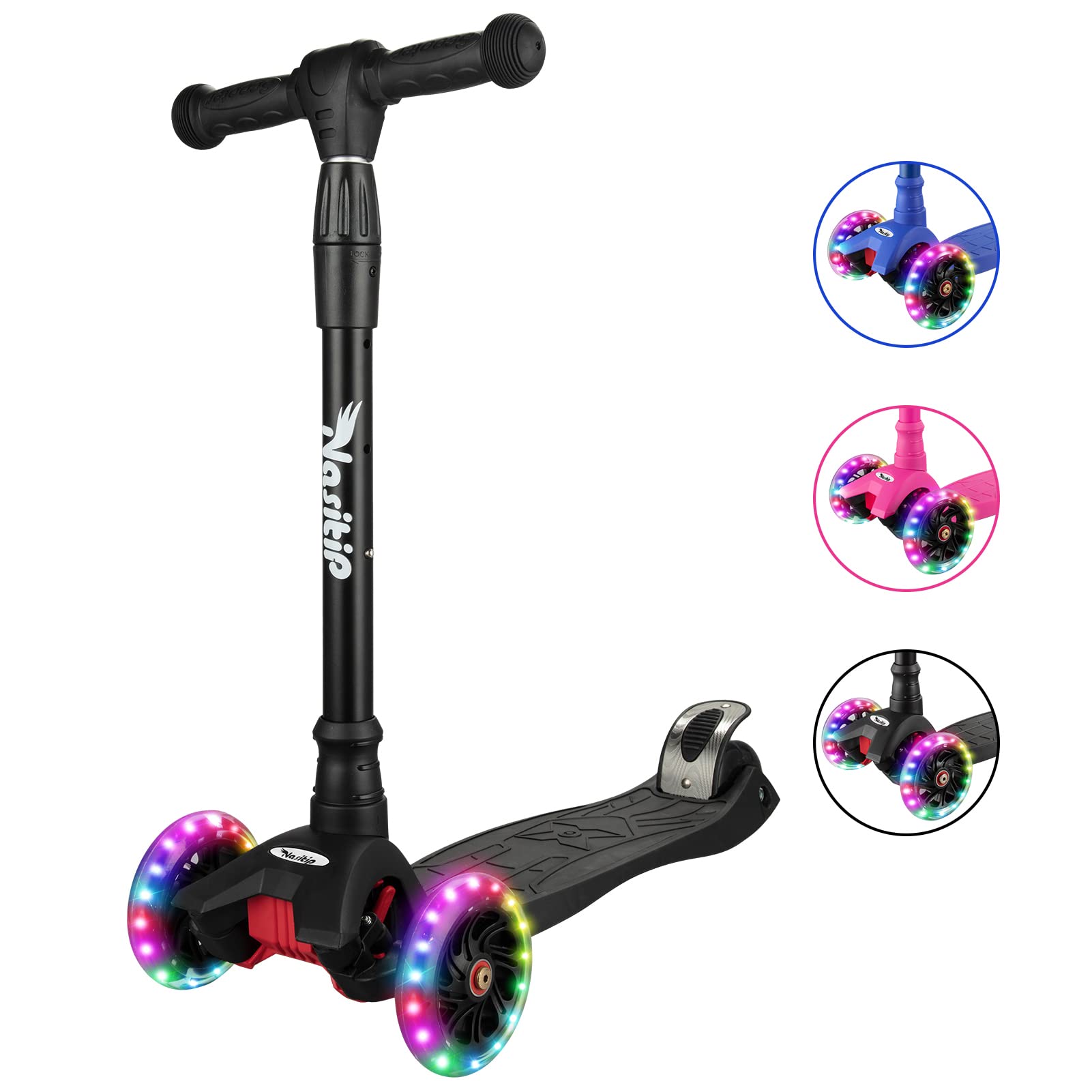3 Wheel Kick LED Scooter 4 Adjustable Height T-bar For Toddler Kid 3 To 12 Years - Picture 12 of 15