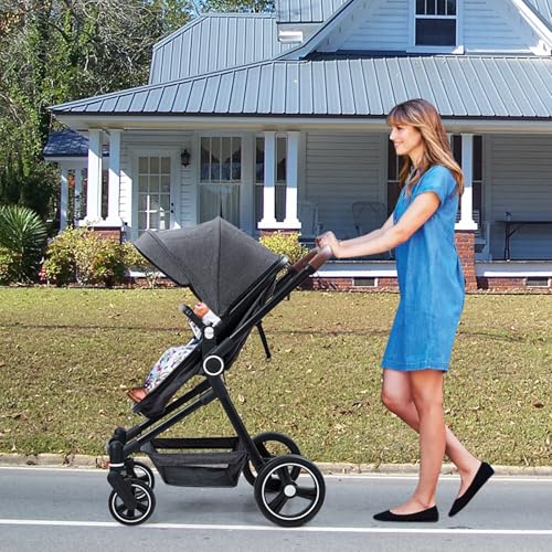 2 In 1 Baby Stroller,High Landscape Infant Stroller,Reversible Bassinet Pram Str