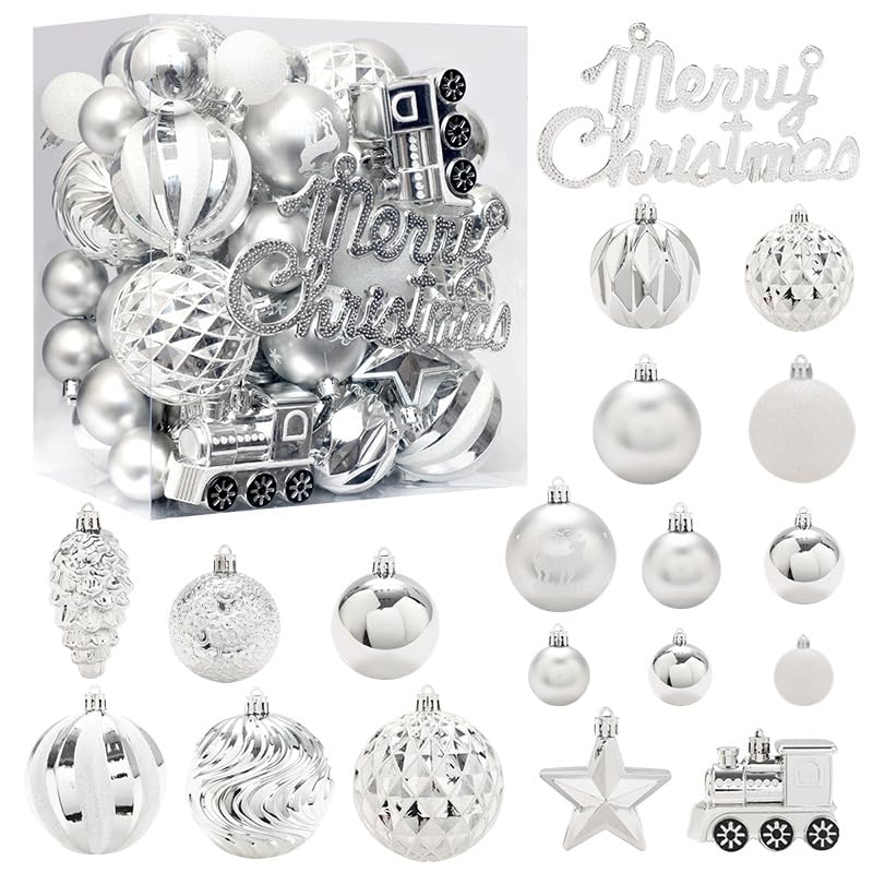 Christmas Balls 65pcs, Christmas Ornaments Set for Xmas Tree Holiday Party Decor - Picture 29 of 29