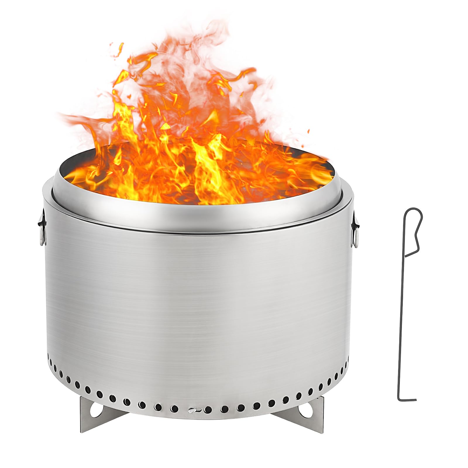 20.5" Smokeless Fire Pit Portable Outdoor Stainless Steel Firepit With Stand ﻿