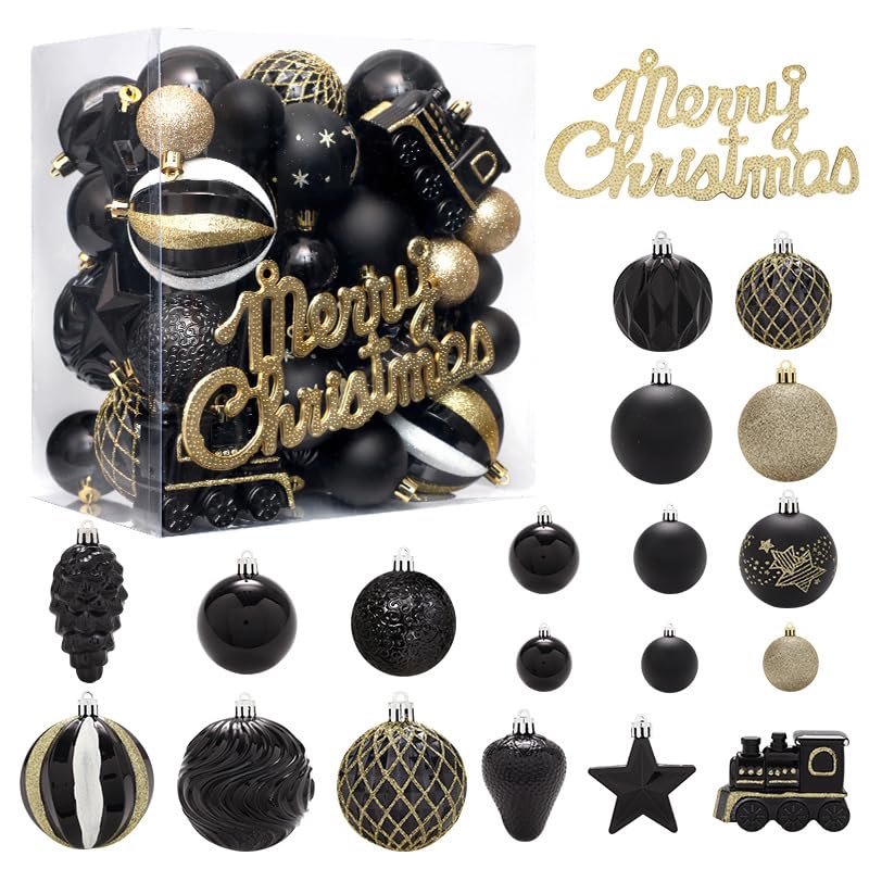 Christmas Balls 65pcs, Christmas Ornaments Set for Xmas Tree Holiday Party Decor - Picture 28 of 29