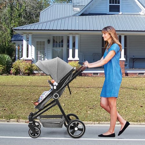 2 In 1 Baby Stroller,High Landscape Infant Stroller,Reversible Bassinet Pram Str