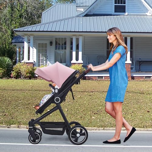 2 In 1 Baby Stroller,High Landscape Infant Stroller,Reversible Bassinet Pram Str