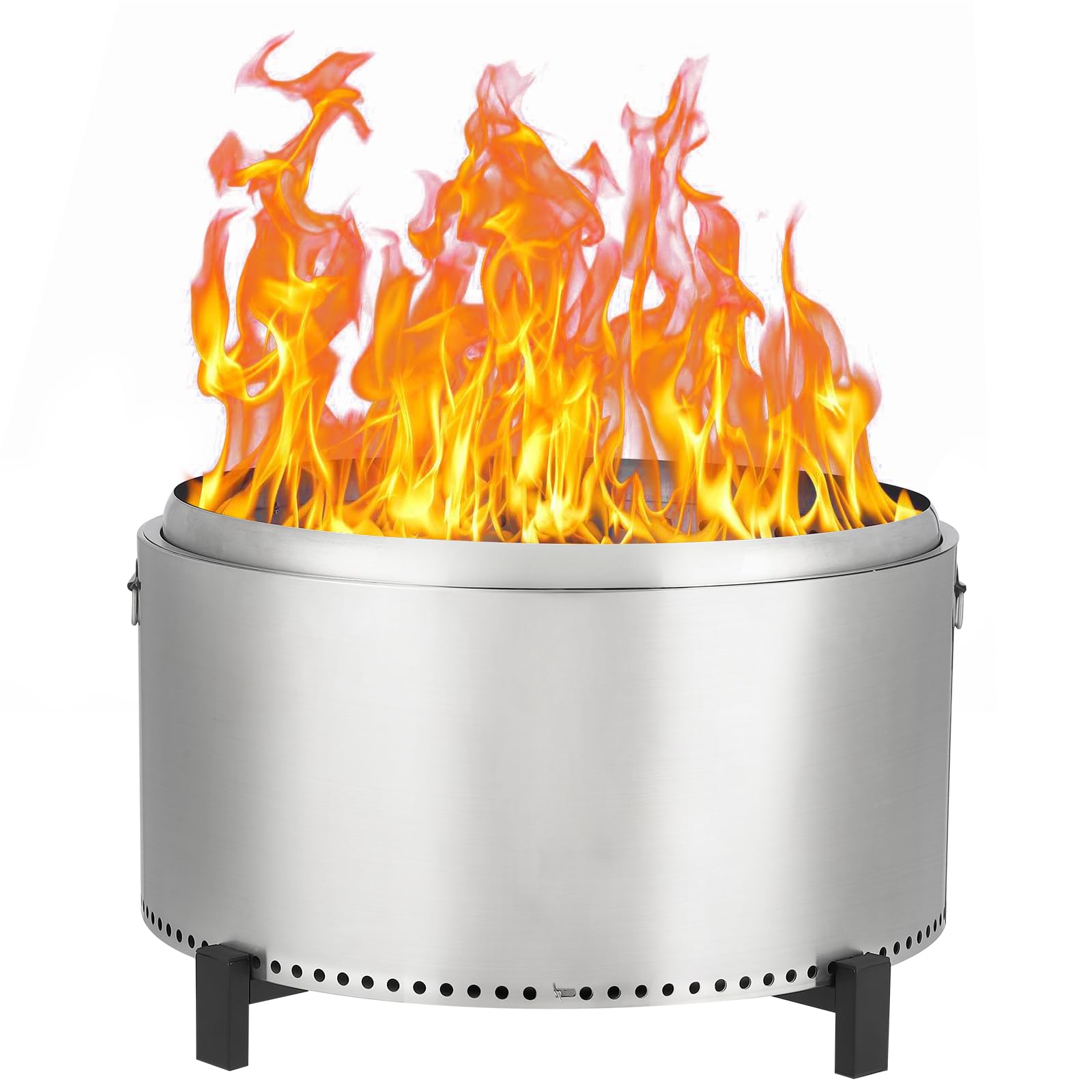 32 Inch Utdoor Smokeless Firepit With Removable Ash Pan & Fixed Stand Stainless