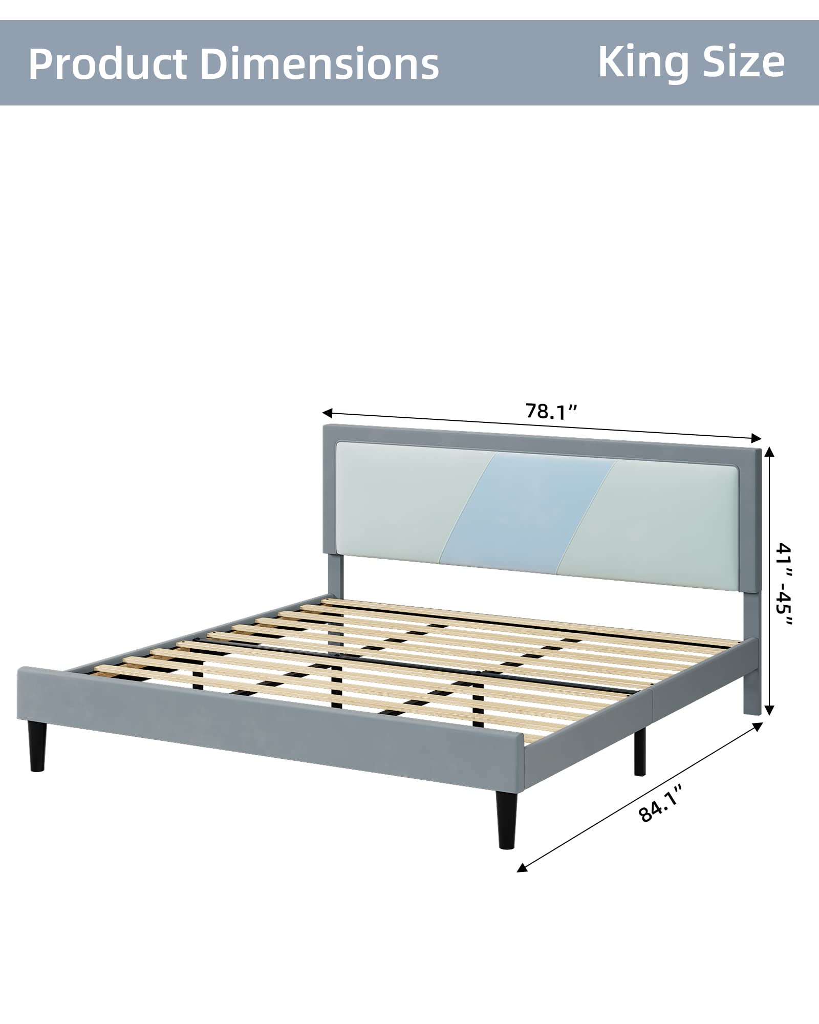 Full/Queen/King Size Bed Frame with Adjustable Headboard and Tufted Platform