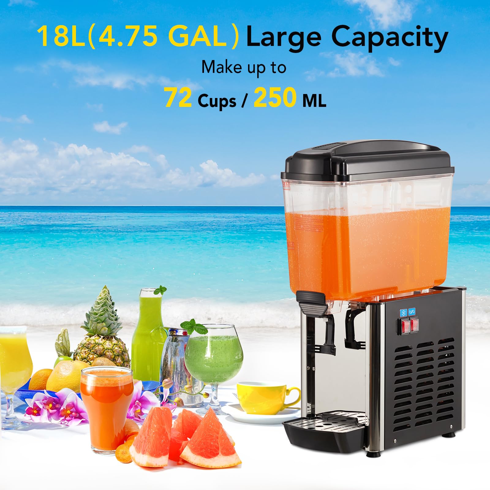 Garvee Commercial Beverage Dispenser Ice Tea Drink Machine 18L Food Grade Steel