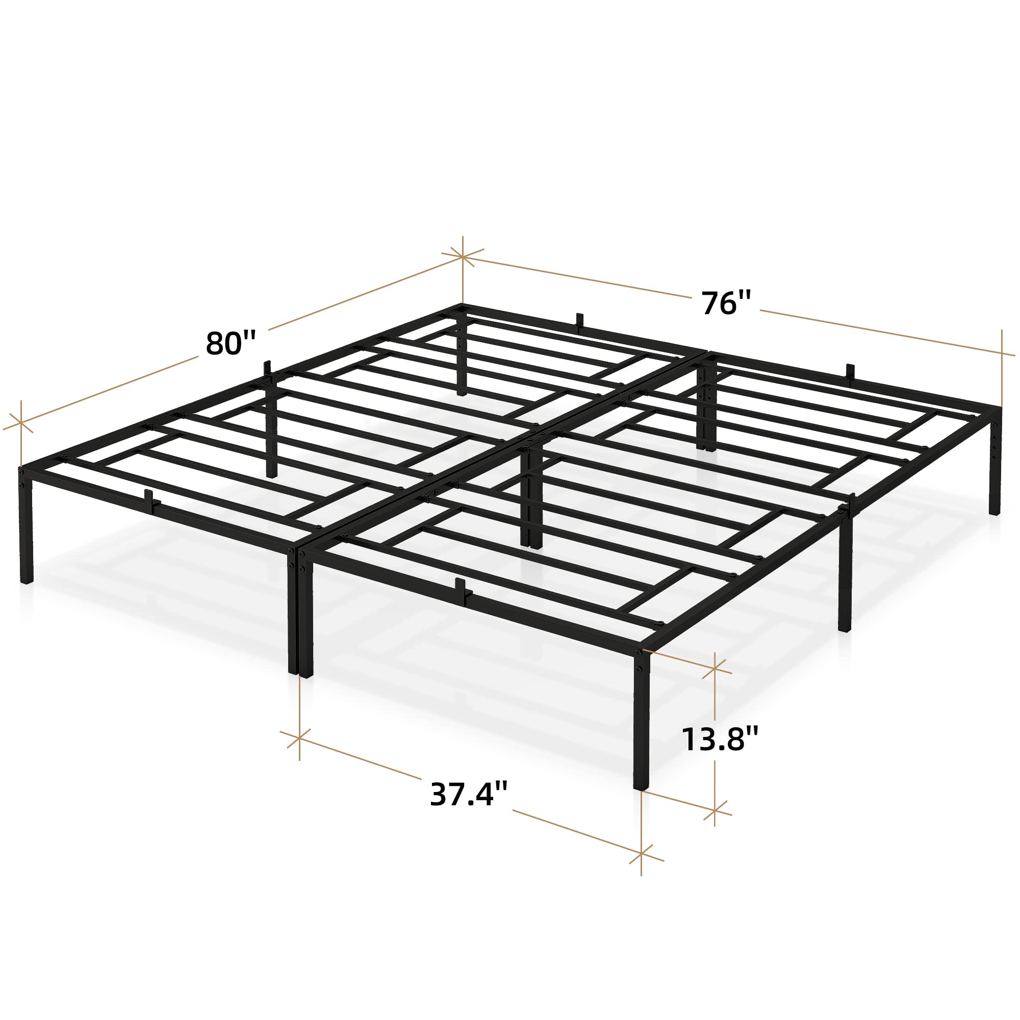 Twin/Full/Queen Size Bed Frame Metal Platform Bed with Sturdy Steel Bed Slats