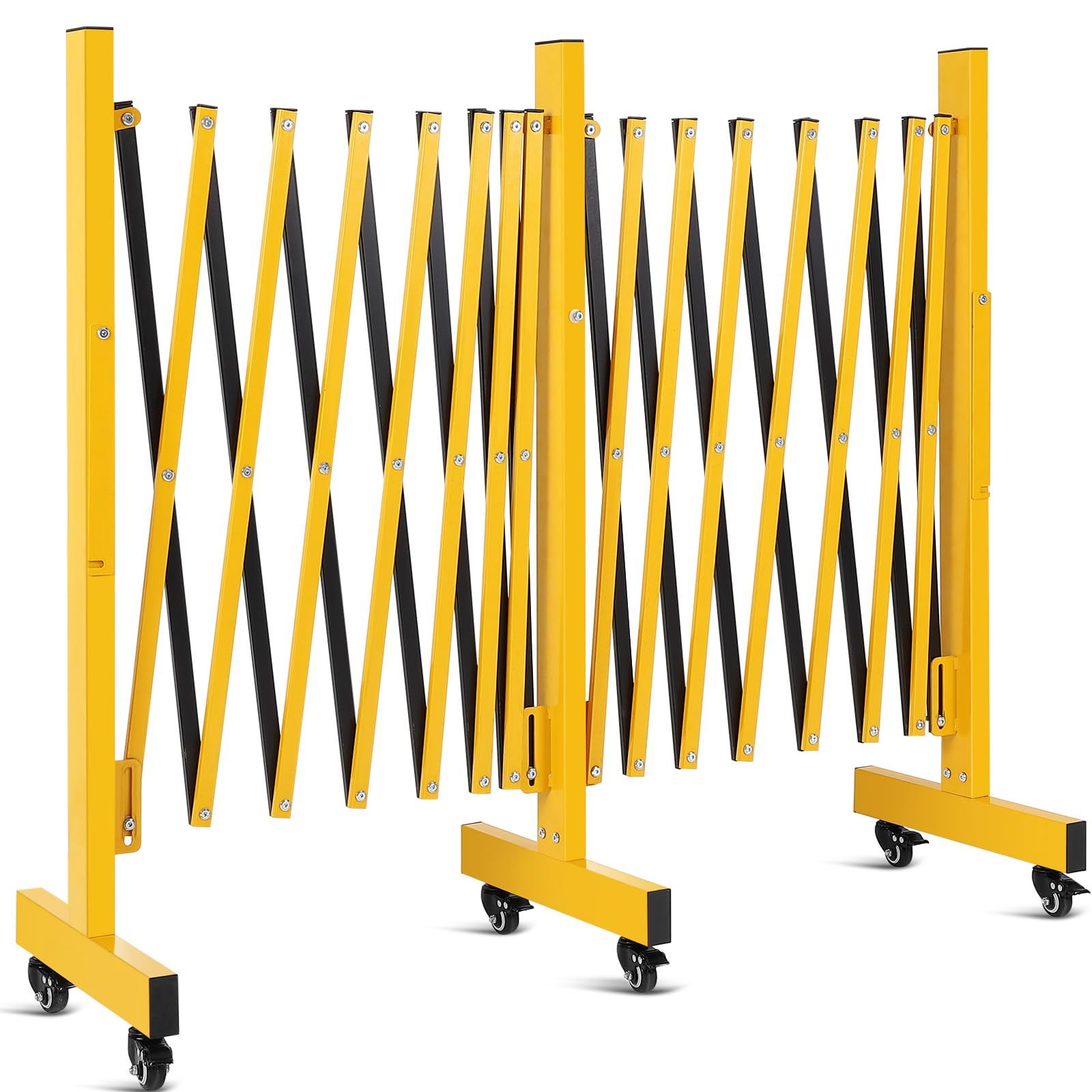Metal Expandable Barricade Gate - Outdoor Folding Security Guard With Wheels