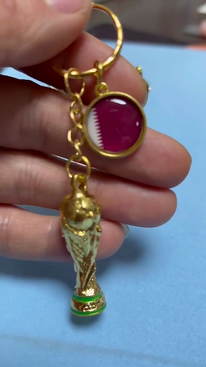 SW Electron1 2022 Qatar World Cup Trophy Soccer National Flag Keychains